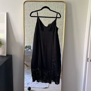 Michael Michael Kors black lace and sequin trim 1990s style slip dress